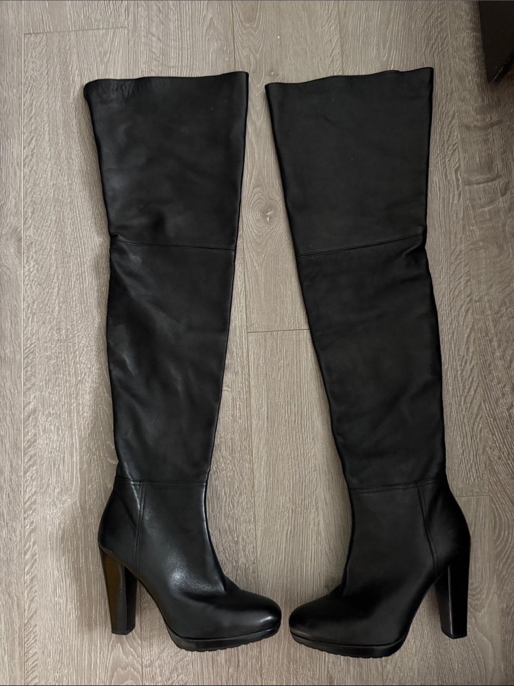 BRAND New in box! Stuart Weitzman Black Leather Over-the-Knee High Heel Boots